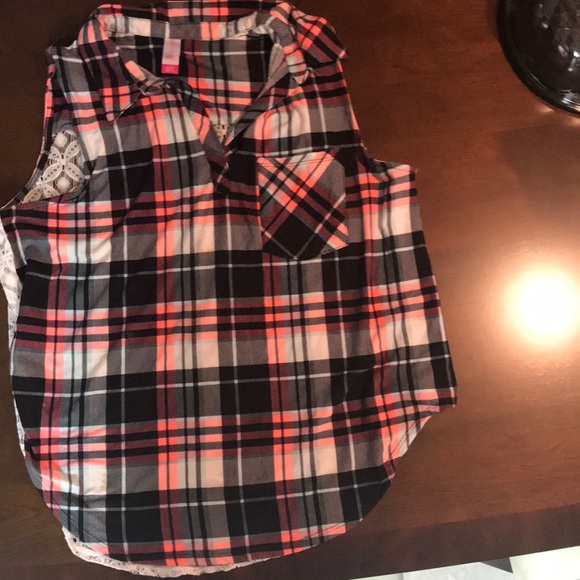 Plaid Shirt with Lace - Picture 1 of 2